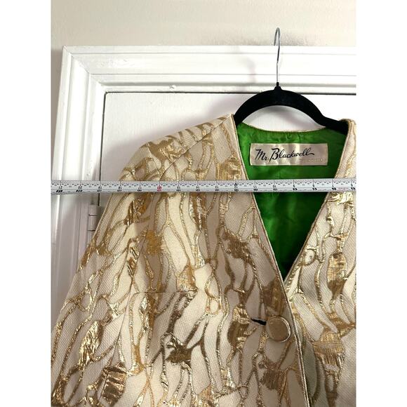MR. BLACKWELL CUSTOM Vintage Gold Cream Satin-Lined Cape Capelet Jacket Wrap - Picture 7 of 8